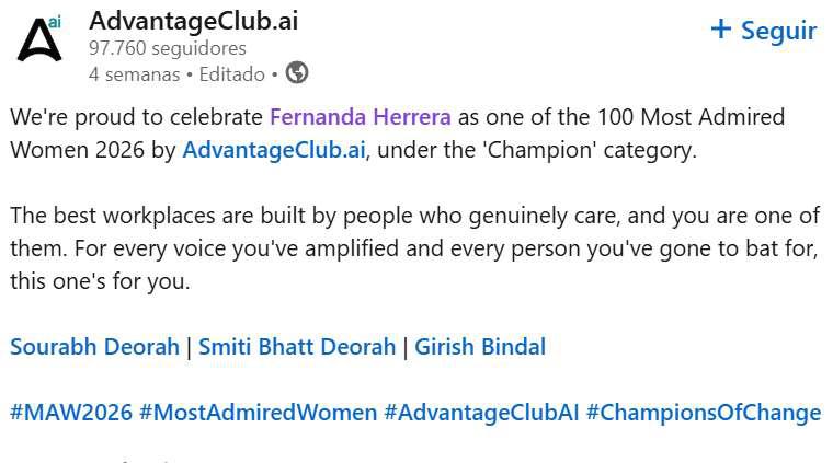 Equipo Fibra Storage | Celebramos a Fernanda Herrera, una de las 100 Mujeres Más Admiradas 2026